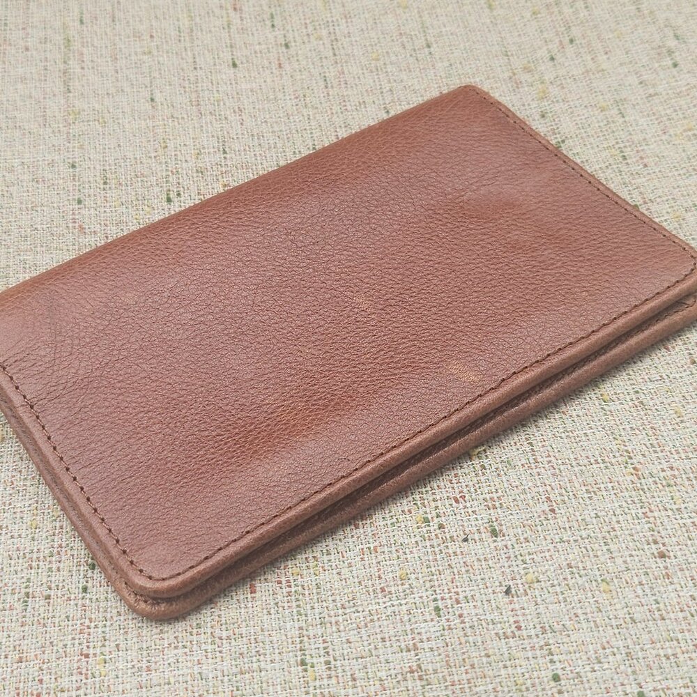 Travel Passport Holder Card Holder Brown Real Genuine Leather Handmade Purse - Picture 2 of 11